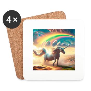 a unicorn with a rainbow in a fantasy world - Coasters (set of 4) - white - Front