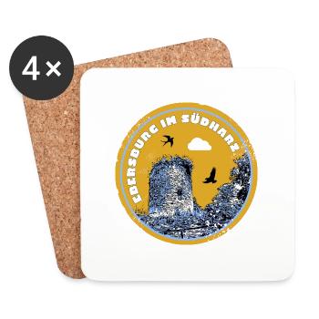 Südharz Merch - Ebersburg - Untersetzer (4er-Set) - Weiß - Vorne
