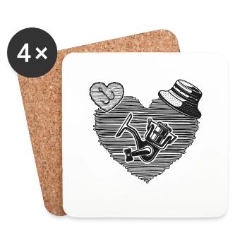 Pêche Pêche Romance « attraper et relâcher » Angel - Dessous de verre (lot de 4) - blanc - Devant