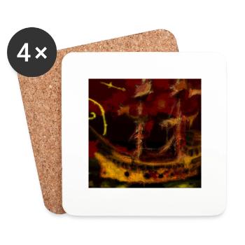 Piratenschiff - Untersetzer (4er-Set) - Weiß - Vorne