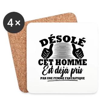 Désolé cet homme est déjà pris par une femme - Dessous de verre (lot de 4) - blanc - Devant