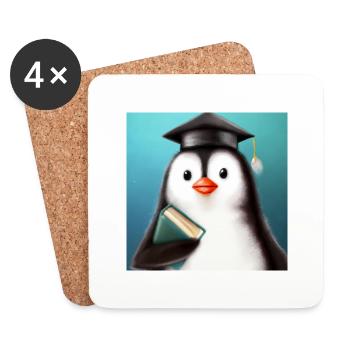 Diplômé Penguin - Dessous de verre (lot de 4) - blanc - Devant