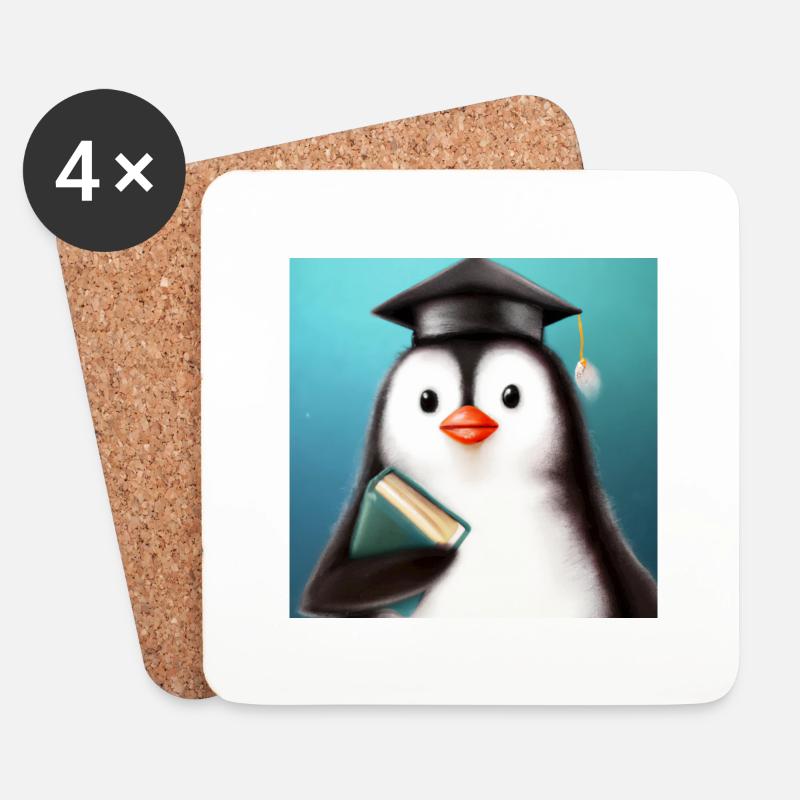 Pinguin Absolvent - Untersetzer (4er-Set) - Weiß
