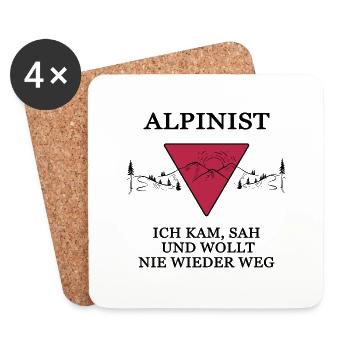 Alpinist Bergwandern alpin Bergsteiger - Untersetzer (4er-Set) - Weiß - Vorne