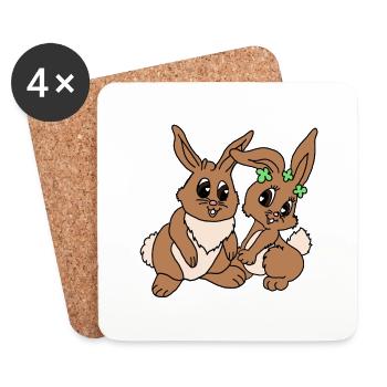 Couple de lapins de Pâques - Dessous de verre (lot de 4) - blanc - Devant