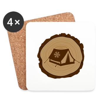 Camping d’hiver dans la neige Bivouac d’hiver - Dessous de verre (lot de 4) - blanc - Devant