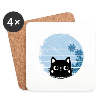 Bain de glace nageur d’hiver « Icebath Winter Cat » - Dessous de verre (lot de 4) - blanc - Devant