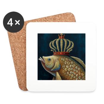Gekrönter Goldfisch - Untersetzer (4er-Set) - Weiß - Vorne