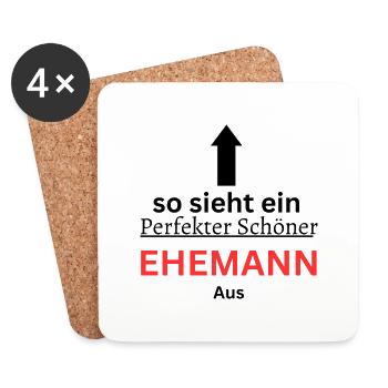 Der perfekte Ehemann - Untersetzer (4er-Set) - Weiß - Vorne