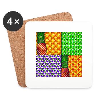 Tropical Fruits Mosaic - Coasters (set of 4) - white - Front