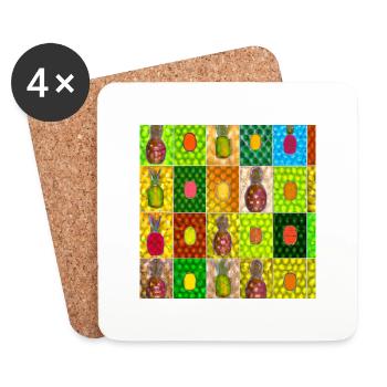 Tropical Fruits Mosaic - Coasters (set of 4) - white - Front