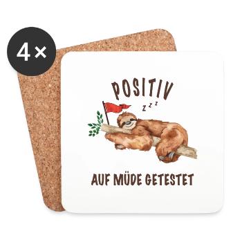 Faultier Positiv auf müde getestet Lustige Bilder - Untersetzer (4er-Set) - Weiß - Vorne