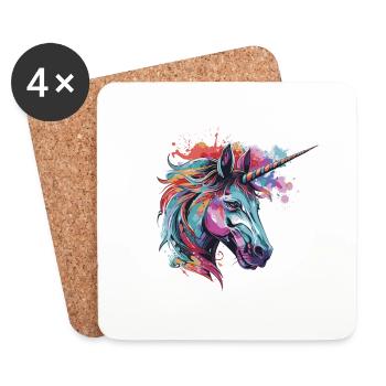 Unicorn Head Portrait - Coasters (set of 4) - white - Front