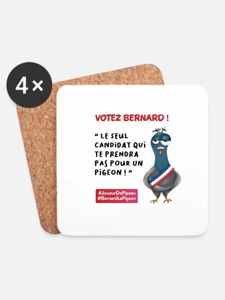 Bernard Le Pigeon President! - Coasters (set of 4) - white