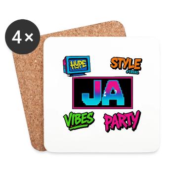 Pixel Vibes Ja - Untersetzer (4er-Set) - Weiß - Vorne