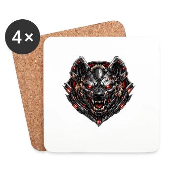 Cyberhyaena Metal Mask - Coasters (set of 4) - white - Front