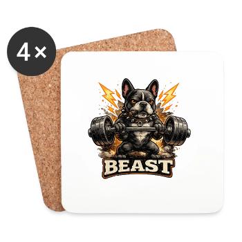 Beast Bulldog Kraftheben - Untersetzer (4er-Set) - Weiß - Vorne