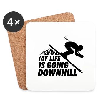 Ski Ski Descente Noir - Dessous de verre (lot de 4) - blanc - Devant
