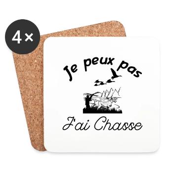 Je peux pas J ai Chasse T-shirt drôle chasseurs - Dessous de verre (lot de 4) - blanc - Devant