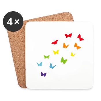 Papillon Arc-en-ciel LGBT LGBTQ lesbienne pride - Dessous de verre (lot de 4) - blanc - Devant