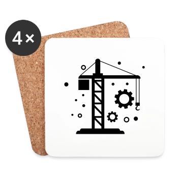 Crane - Construction Site Container Handling Logistics - Coasters (set of 4) - white - Front