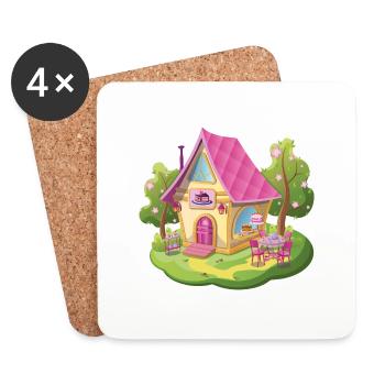 Märchen Haus Cafe Konditorei Bäckerei Pink rosa - Untersetzer (4er-Set) - Weiß - Vorne