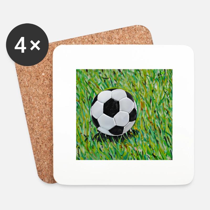 Fußball Gemälde - Untersetzer (4er-Set) - Weiß