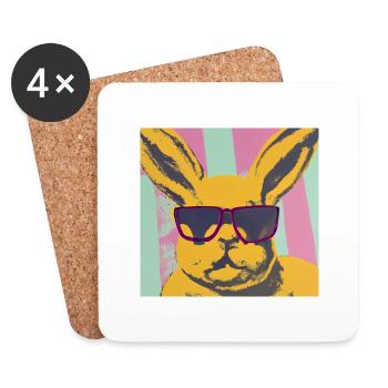 Lapin cool - Dessous de verre (lot de 4) - blanc - Devant