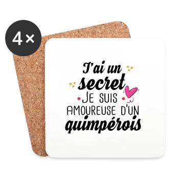 Quimpérois Quimper Femme Amoureuse Cadeau Humour - Dessous de verre (lot de 4) - blanc - Devant