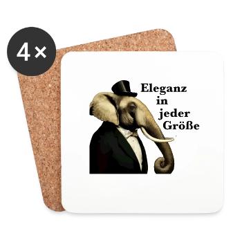 Eleganz in Jeder Größe Elefanten Geschenk - Untersetzer (4er-Set) - Weiß - Vorne