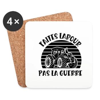 faites labour pas la guerre - Dessous de verre (lot de 4) - blanc - Devant