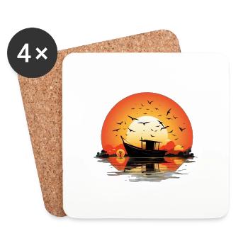 Schiff bei Sonnenaufgang - Untersetzer (4er-Set) - Weiß - Vorne
