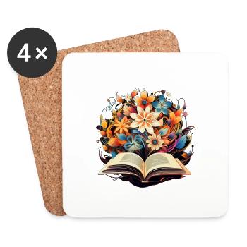 Beech Flower Wreath - Coasters (set of 4) - white - Front