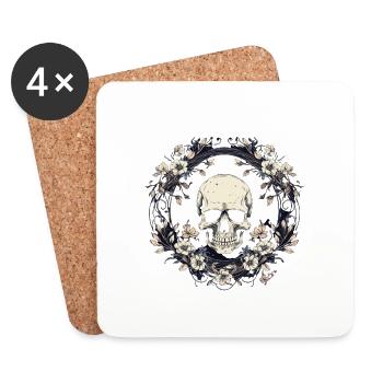 Cercle de crâne fantaisiste - Dessous de verre (lot de 4) - blanc - Devant