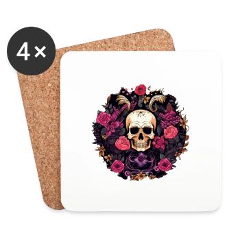 Anneaux floraux obsédants - Dessous de verre (lot de 4) - blanc - Devant