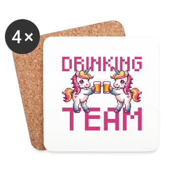 Fête de la bière de l’équipe de buveurs de licornes - Dessous de verre (lot de 4) - blanc - Devant