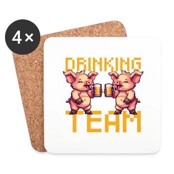 Pig Drinking Team Beer Party - Coasters (set of 4) - white - Front