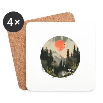 Rising Sun Nature Wildlife Painting - Coasters (set of 4) - white - Front