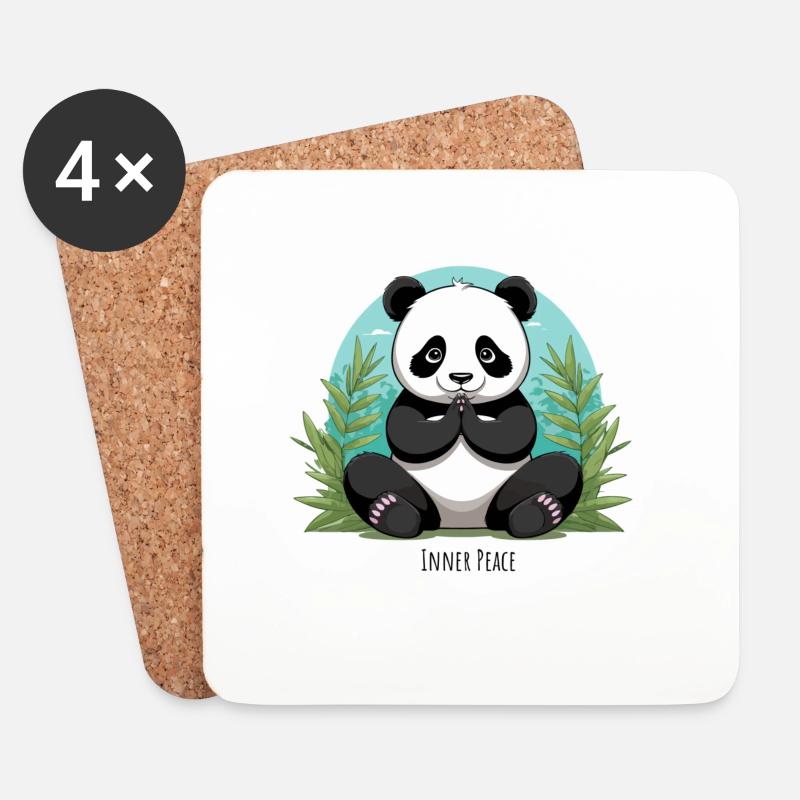 Inner Peace – Meditierender Panda - Untersetzer (4er-Set) - Weiß