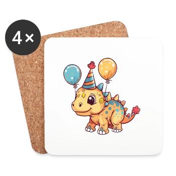 Dinosaur stegosaurus birthday baby - Coasters (set of 4) - white - Front