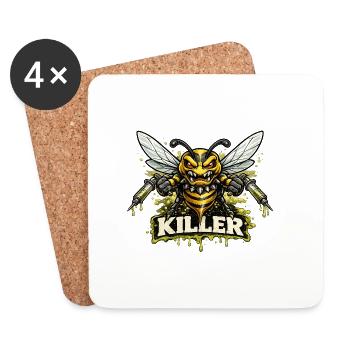 Killer Hornisse Kampfschlacht - Untersetzer (4er-Set) - Weiß - Vorne