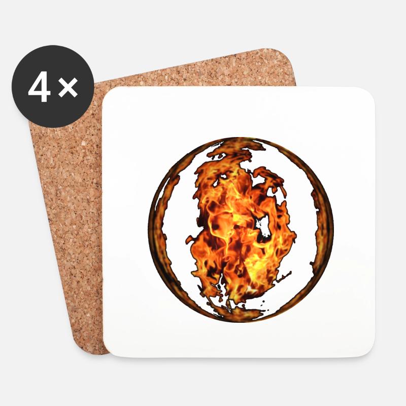 Feuer Glaskugel - Untersetzer (4er-Set) - Weiß
