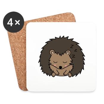 Schlafender Igel - Untersetzer (4er-Set) - Weiß - Vorne