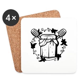 Apiculteur Conservation de la nature Miel - Durabilité - Dessous de verre (lot de 4) - blanc - Devant