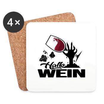 Hallo-wein Halloween-PartySpruch Wein-Zombie - Untersetzer (4er-Set) - Weiß - Vorne