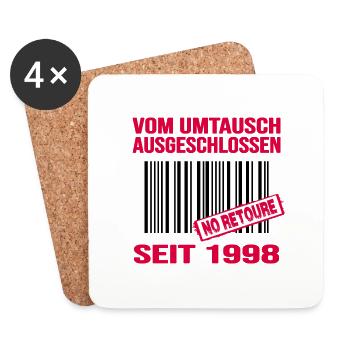 1998 geburtstag 24 jahre retro barcode no retoure - Untersetzer (4er-Set) - Weiß - Vorne