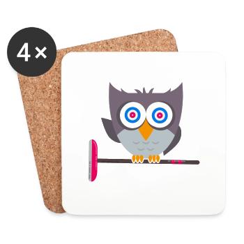 Curling Curling Stone Curling Owl - Coasters (set of 4) - white - Front