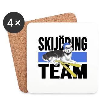 skijöring skifahren mit hund zughund skijoering - Untersetzer (4er-Set) - Weiß - Vorne