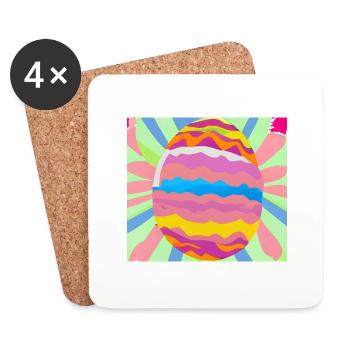 Œuf de Pâques coloré - Dessous de verre (lot de 4) - blanc - Devant