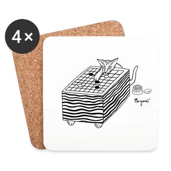 Sniffing the Third Line (Black on White) - Coasters (set of 4) - white - Front